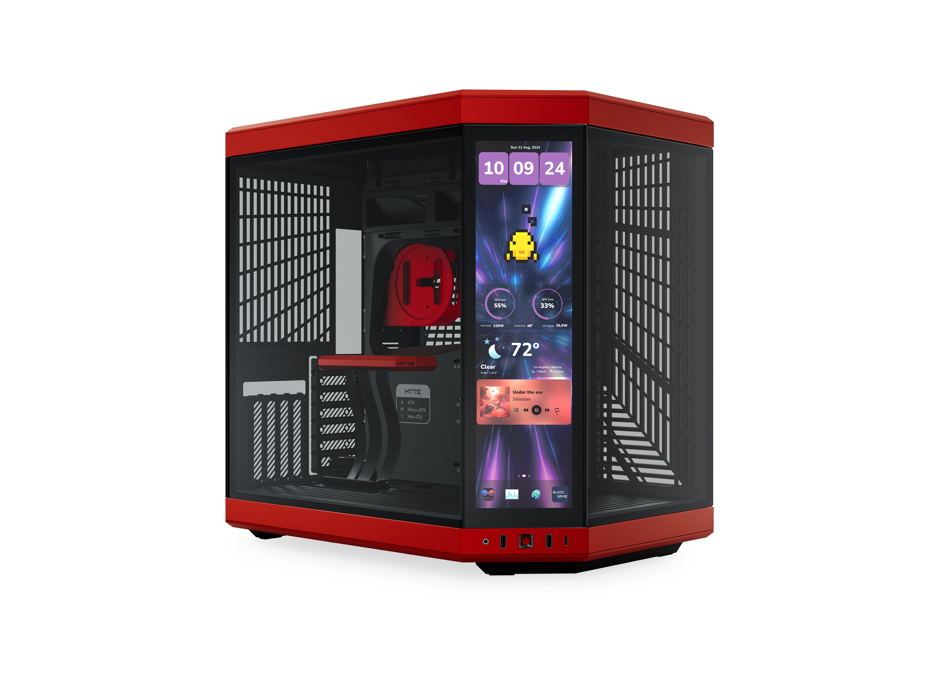 Gabinete HYTE Y70 Touch Infinite Black Cherry Mid Tower ATX - Pantalla IPS 14.9" 2.5K Táctil - Riser PCIe 4.0 - CS-HYTE-Y70TTI-RB vista principal