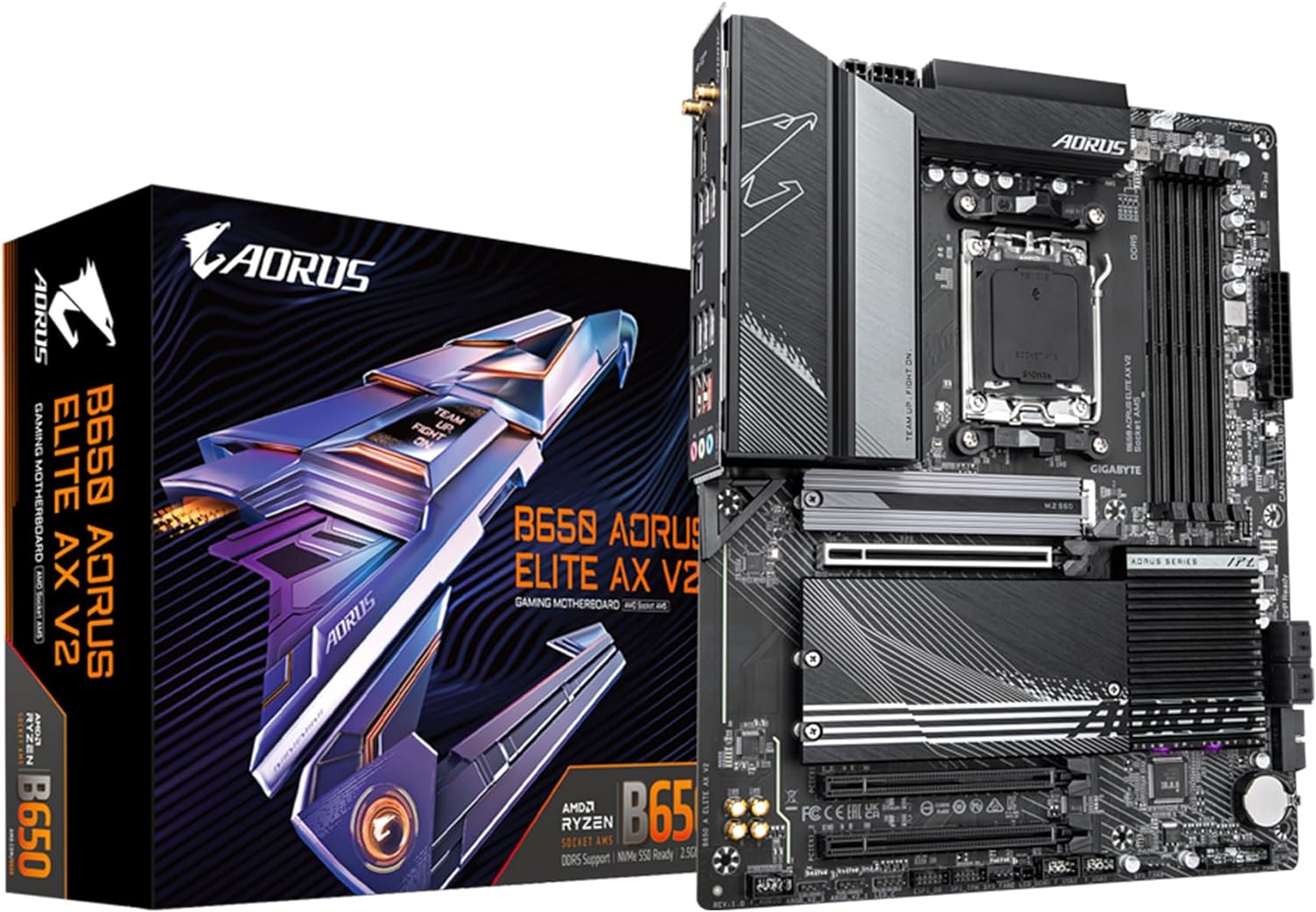 IGABYTE B650 AORUS Elite AX V2 (AM5/ LGA 1718/ AMD/ B650/ ATX/ 5 años de garantía/DDR5/ Triple M.2/ PCIe 5.0/ USB 3.2 Gen2X2 Tipo-C/WiFi 6E/LAN de 2.5GbE/Q-Flash Plus/EZ-Latch/Placa base) - SMART BUSINESS