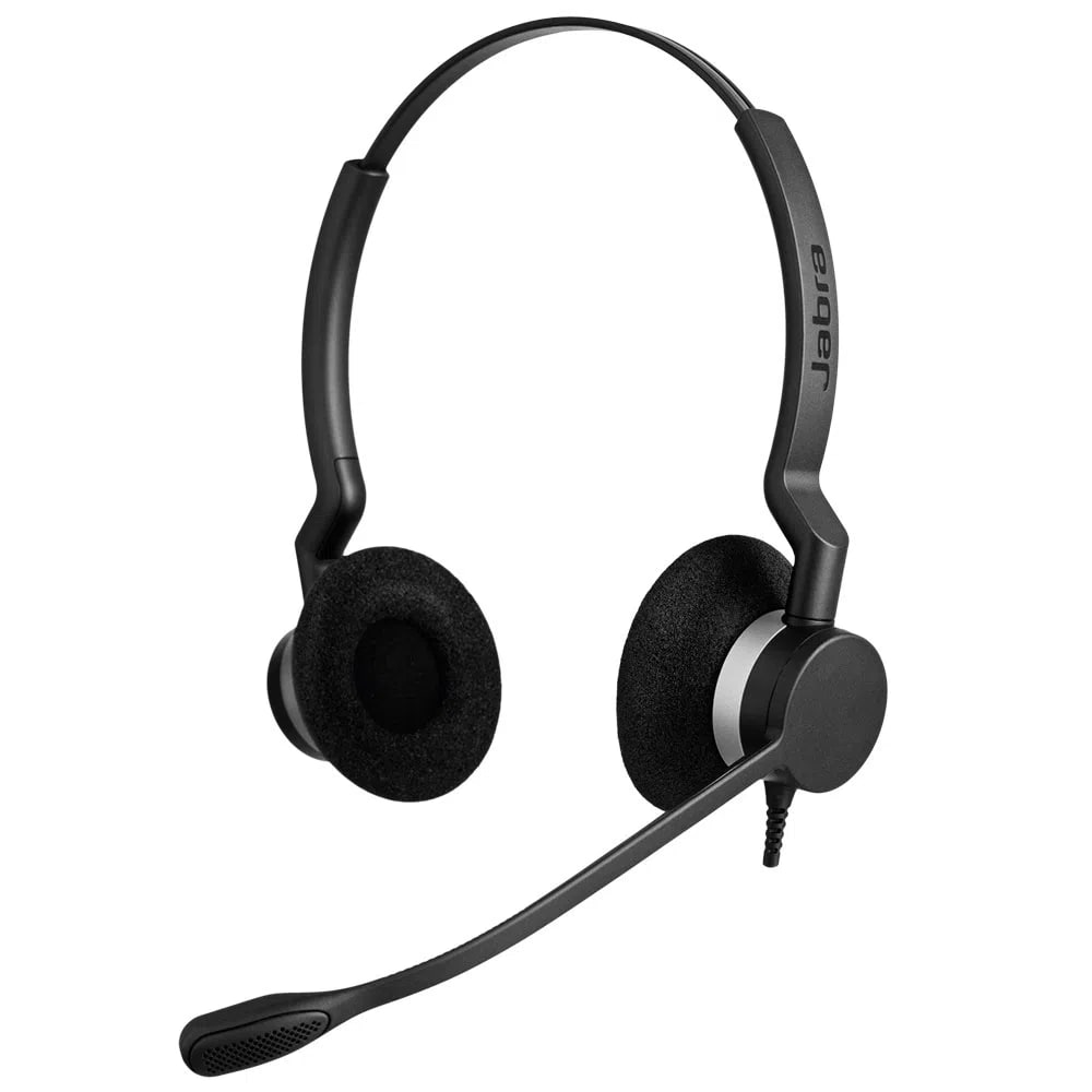 Jabra Biz 2300 Audífonos con Micrófono, Alámbrico QD, Negro/Plata, Audio Profesional para Oficina y Call Center