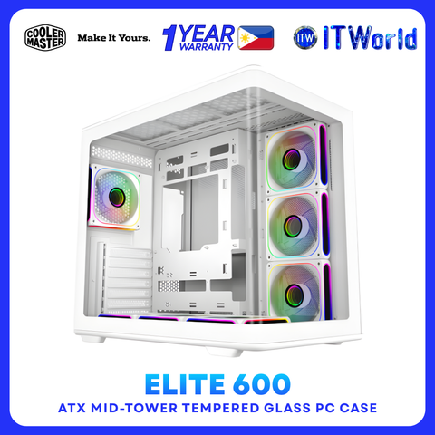 Gabinete Cooler Master Elite 600 blanco E600-WGNN-S02 con siete ventiladores ARGB