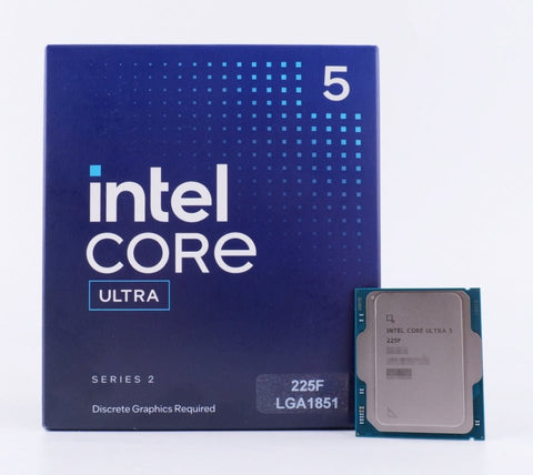 Intel Core Ultra 5 225F procesador BX80768225F caja y CPU vista de referencia