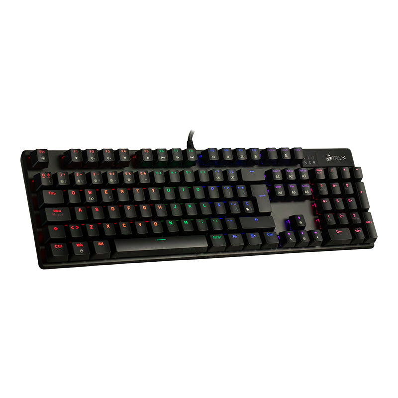 TECLADO MECÁNICO TE-4068G, RETROILUMINACIÓN RAINBOW, USB 2.0, ESPAÑOL, COLOR NEGRO