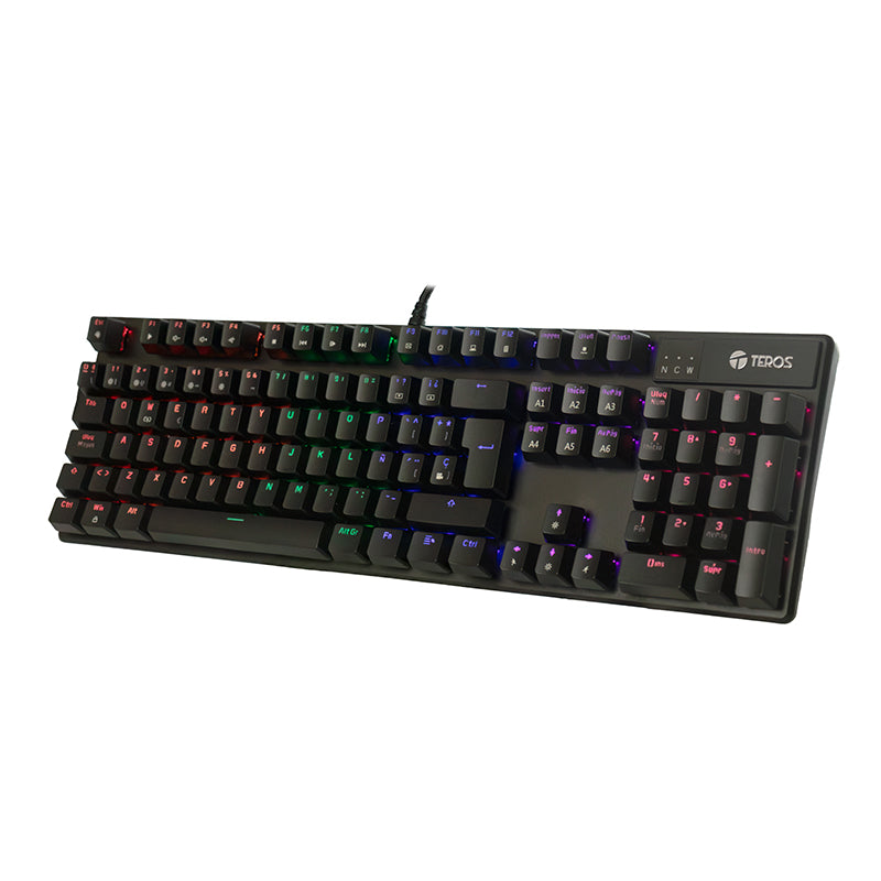 TECLADO MECÁNICO TE-4068G, RETROILUMINACIÓN RAINBOW, USB 2.0, ESPAÑOL, COLOR NEGRO