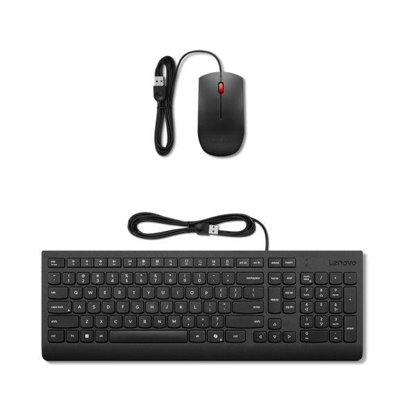 LENOVO ESSENTIAL WIRED COMBO 4X31R64424 – TECLADO ESPAÑOL LA CON TECLADO NUMÉRICO + MOUSE ÓPTICO 1600 DPI, USB‑A, RESISTENTE A DERRAMES