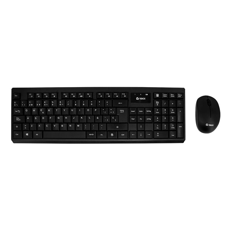 TECLADO TEROS KIT  Y MOUSE  TE-4071S, INALÁMBRICO, 2.4 GHZ, ACABADO ELEGANTE, NEGRO, ESPAÑOL