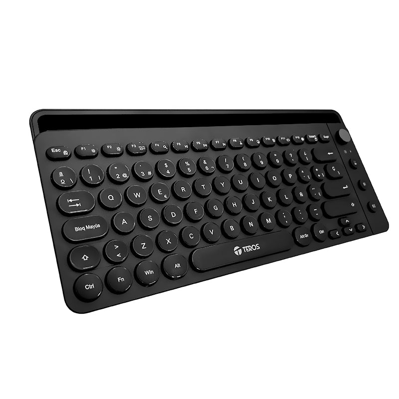 TECLADO INALÁMBRICO TEROS TE-4064, 2.4 GHZ, BLUETOOTH 3.0, BLUETOOTH 5.2, 80 TECLAS, NEGRO