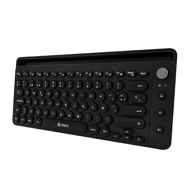 TECLADO INALÁMBRICO TEROS TE-4064, 2.4 GHZ, BLUETOOTH 3.0, BLUETOOTH 5.2, 80 TECLAS, NEGRO