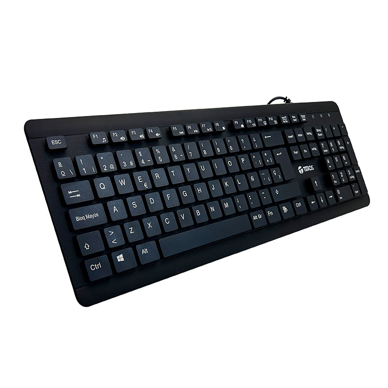 TECLADO TEROS, TE-4065N, SELLADO, LAVABLE, A PRUEBA DE AGUA, IPX7, USB, NEGRO