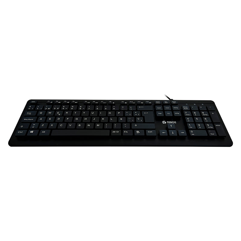 TECLADO TEROS, TE-4065N, SELLADO, LAVABLE, A PRUEBA DE AGUA, IPX7, USB, NEGRO