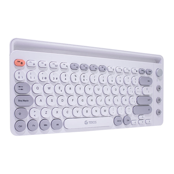 TECLADO INALÁMBRICO TEROS TE-4070S 2.4GHZ BLUETOOTH 3.0/5.2 80 TECLAS BLANCO ERGONÓMICO