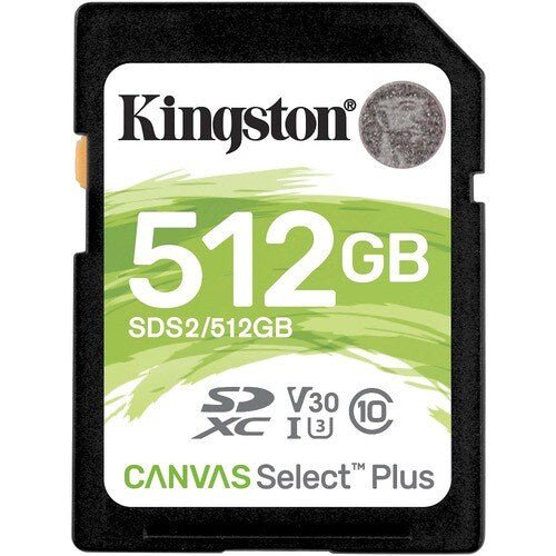 KINGSTON SDXC KINGSTON CANVAS SELECT PLUS SDS2 - 512GB - CLASS 10/UHS-I (U3) - 1 PAQUETE(S) - 100MB/S LEER - 85MB/S ESCRIBIR - TODA LA VIDA ÚTIL GARANTÍA - SMART BUSINESS
