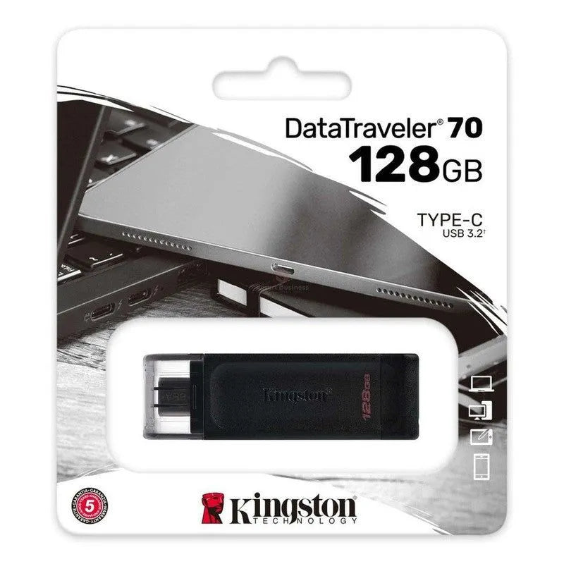 MEMORIA FLASH USB KINGSTON DATATRAVELER 70, 128GB, USB-C 3.2 GEN1 PRESENTACIÓN EN COLGADOR - SMART BUSINESS