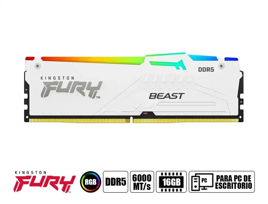 MEMORIA KINGSTON FURY, 16GB, DDR5 - 6000 MHZ, PC5 - 48000, CL36, 1.35V, RGB. de Kingston | first_variant_option_1 — Envío inmediato