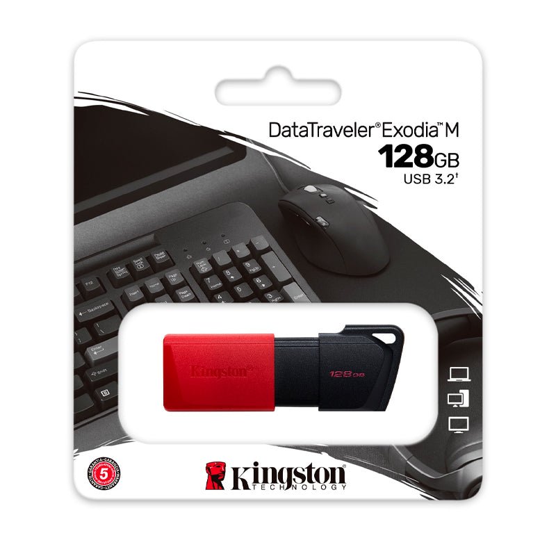 MEMORIA USB KINGSTON 128GB DATATRAVELER EXODIA (DTXM/128GB) USB 3.2 | DISPOSITIVO DE ALMACENAMIENTO | NEGRO Y ROJO - SMART BUSINESS