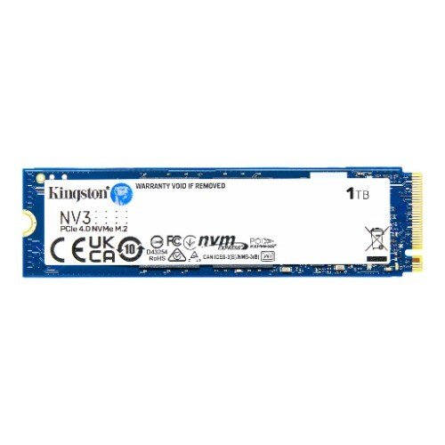 Kingston Unidad de estado sólido Kingston NV3 - M.2 2280 Interno - 1TB - PCI Express NVMe (PCI Express NVMe 4.0 x4) - Computadora de escritorio, Portátil Dispositivo compatible - 320TB TBW - SMART BUSINESS