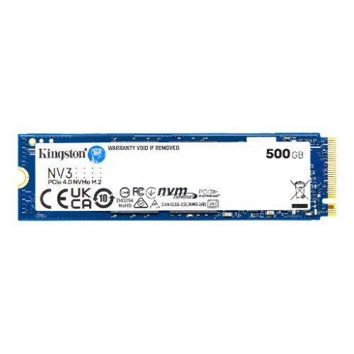 Kingston Unidad de estado sólido Kingston NV3 - M.2 2280 Interno - 500GB - PCI Express NVMe (PCI Express NVMe 4.0 x4) - Computadora de escritorio, Portátil Dispositivo compatible - 160TB TBW - Al por menor - SMART BUSINESS