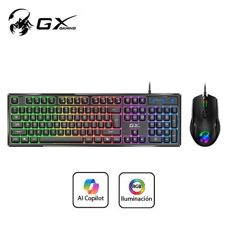 KIT GAMER DE TECLADO Y MOUSE GENIUS SCORPION KM - GX6, ALÁMBRICO, USB, NEGRO, INGLÉS 31330010401 - SMART BUSINESS