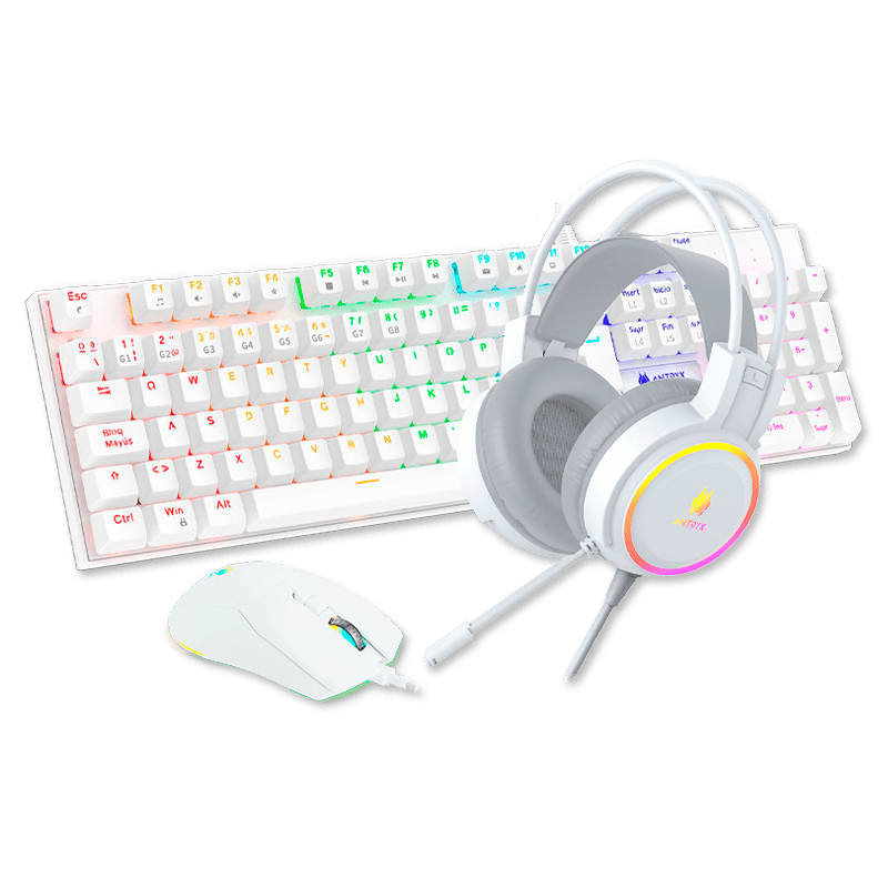 KIT GAMING AUDIFONO + TECLADO + MOUSE ANTRYX GC - 3100 X3 WHITE, BLUE SWITCH (AGC - 3100X3WBL - SP) AGC-3100X3WBL-SP - SMART BUSINESS