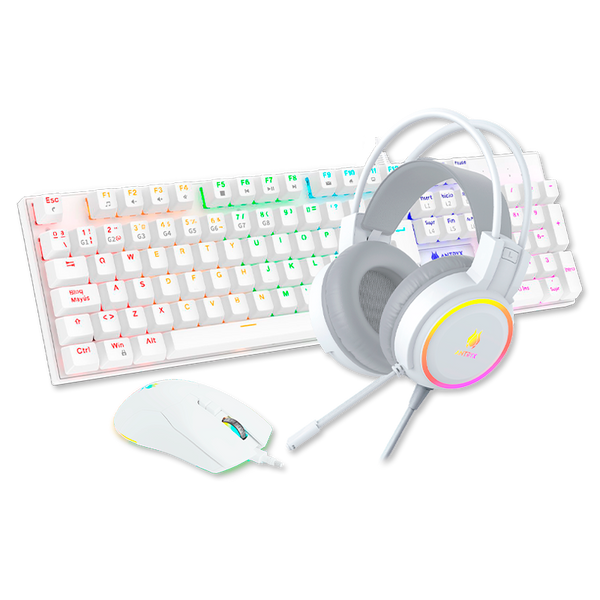 KIT GAMING AUDIFONO + TECLADO + MOUSE ANTRYX GC- 3100 x3 WHITE, BLUE SWITCH (AGC-3100X3WBL-SP) - SMART BUSINESS