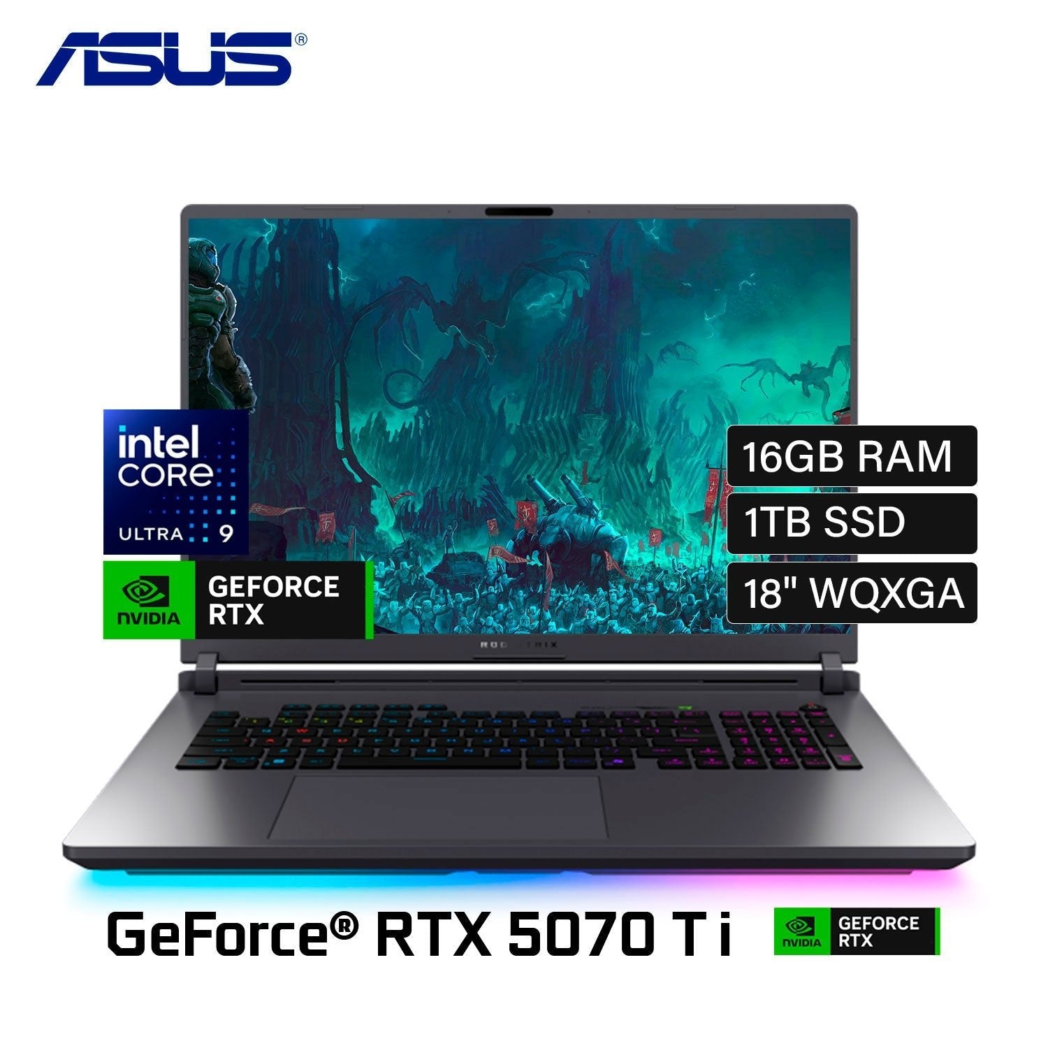 LAPTOP ASUS ROG G815LR - S9118W INTEL CORE ULTRA 9 275HX RAM 16GB DISCO 1TB SSD VIDEO NVIDIA RTX 5070 TI 12GB 18" WQXGA WINDOWS 11 (90NR0LT1 - M007A0) 90NR0LT1-M007A0 - SMART BUSINESS