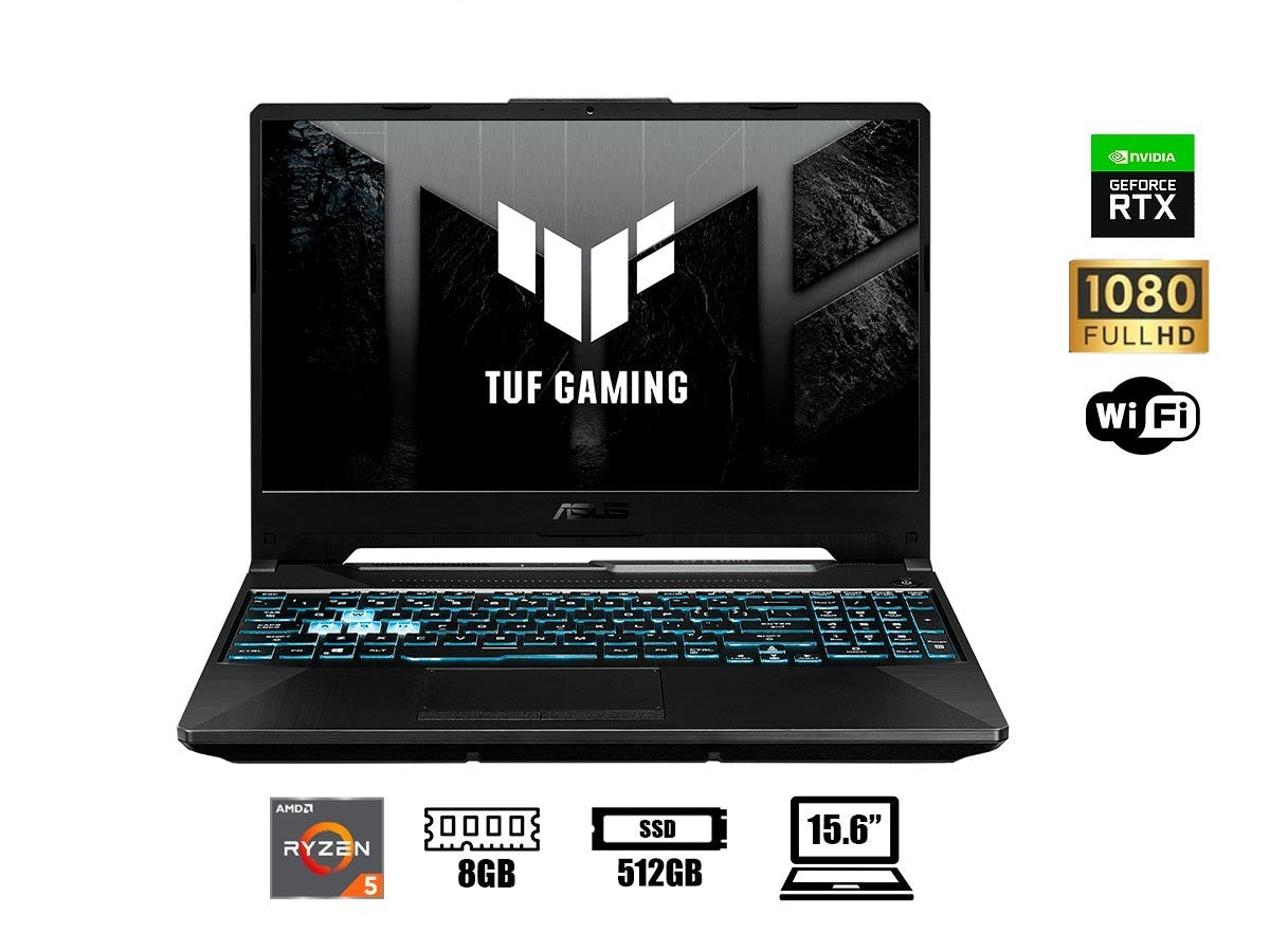 LAPTOP ASUS RYZEN 5-7535HS TUF GAMING A15 FA506NF-HN005W (90NR0JE7-M002L0) PANTALLA 15.6" 144HZ | RAM 8GB | SSD 512GB | RTX 2050 4GB | WIN11 PRO - SMART BUSINESS