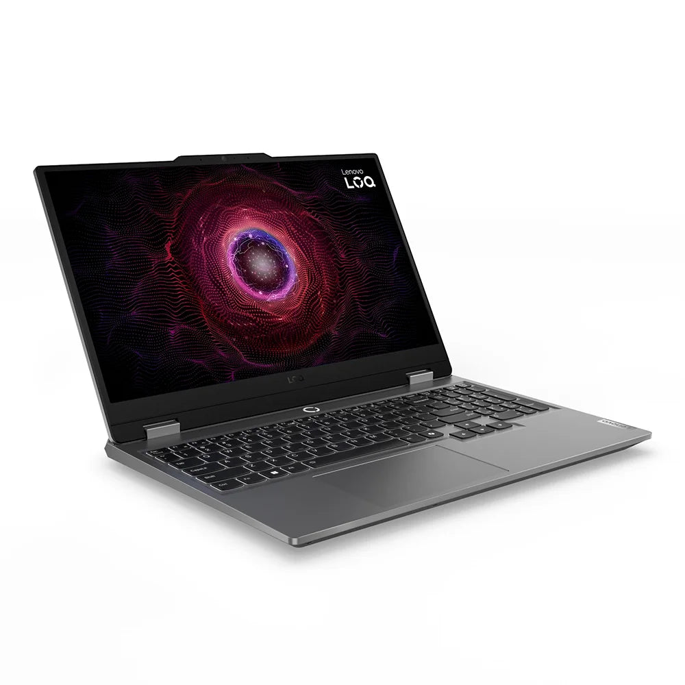 Lenovo LOQ 15ARP9 notebook gaming 83JC00MKLM vista en ángulo