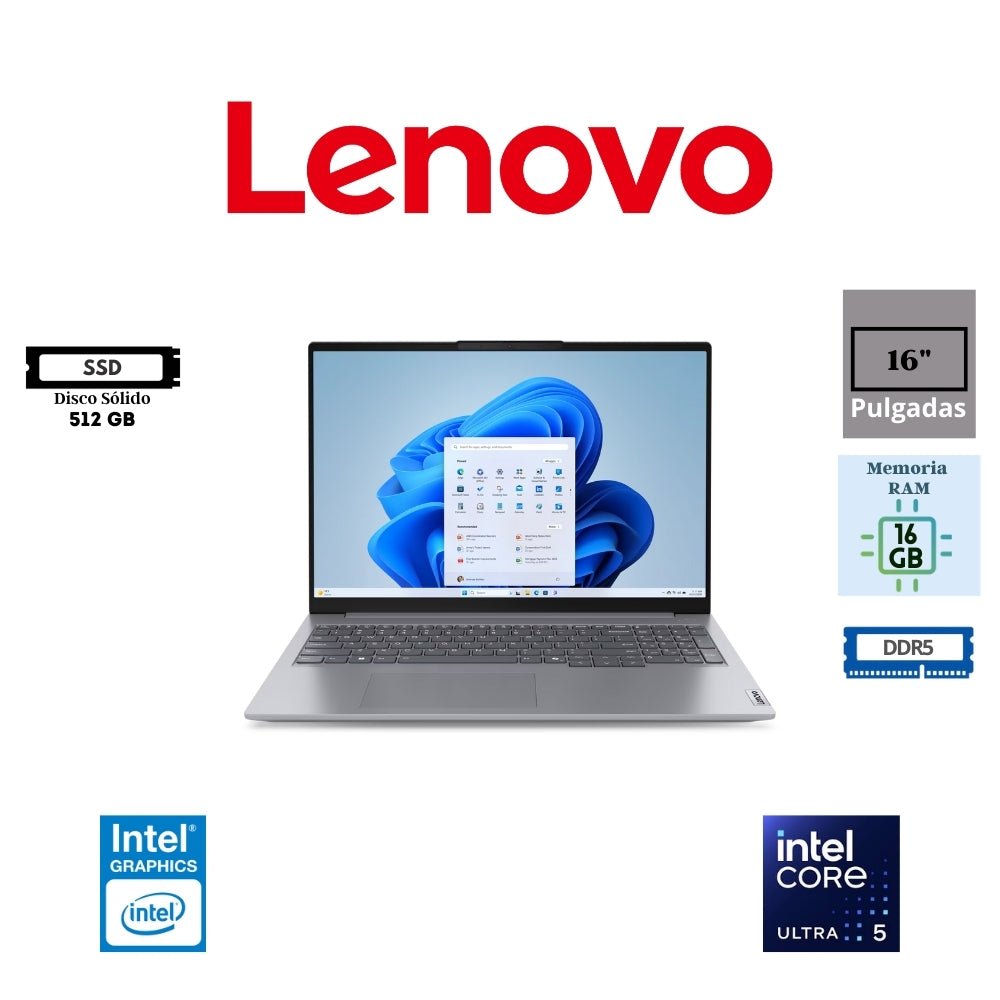 LAPTOP LENOVO THINKBOOK 16 G7 IML 16″ WUXGA IPS / INTEL CORE ULTRA I5 - 125U / 16GB RAM DDR5 / 1TB SSD M.2 2242 PCIE 4.0X4 NVME / INTEL INTEGRATED GRAPHICS / ESP 21MS00CELM - SMART BUSINESS