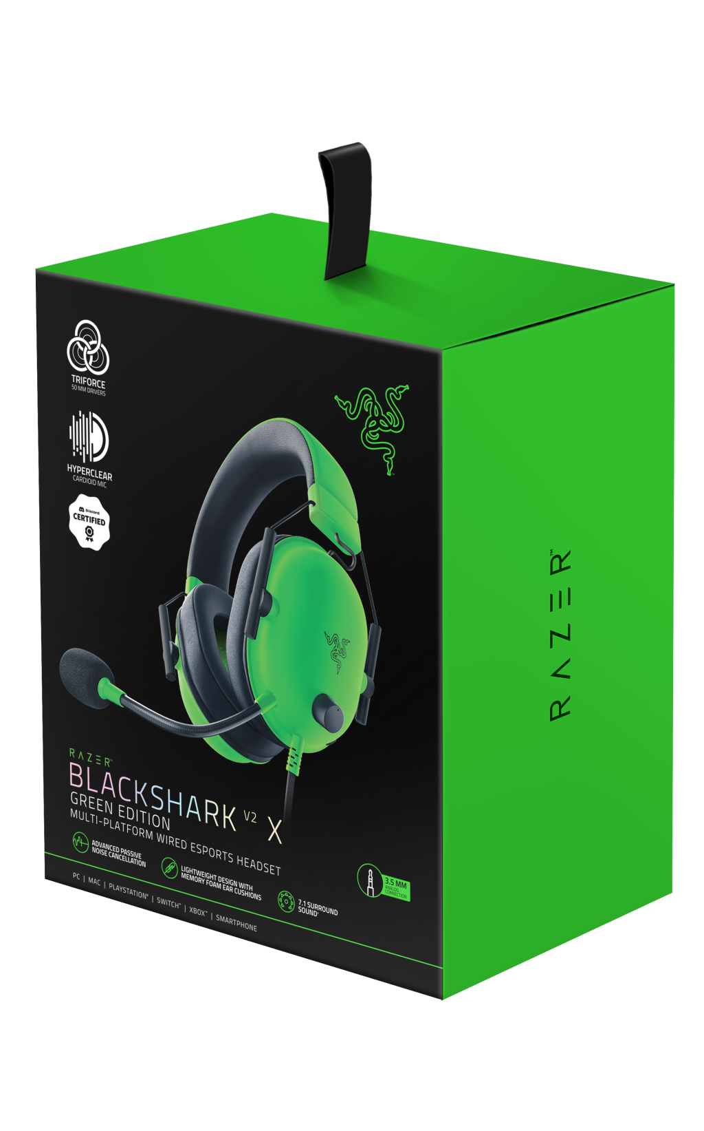 AURICULAR RAZER BLACKSHARK V2 X GAMING, CON MICROFONO, CONEXION JACK, CONTROL DE VOLUMEN, ALMOHADILLAS SUAVES, COLOR VERDE (RZ04-03240600-R3U1)