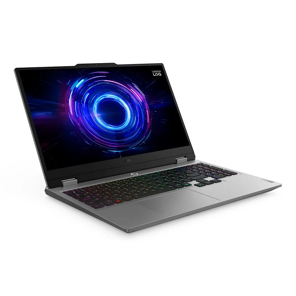 Lenovo LOQ 15IRX10 83JE01JYLM notebook gaming vista en ángulo