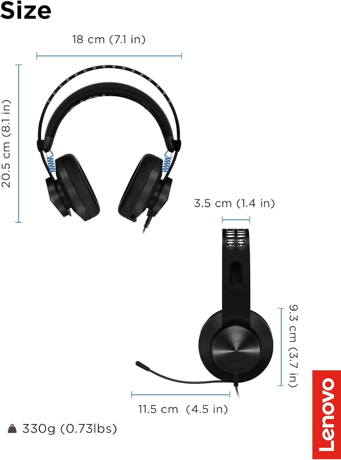 Auriculares Gamer Lenovo Legion H300 - Sonido Estéreo de Alta Fidelidad - Diseño Ergonómico con Chasis de Metal - Micrófono Retráctil con Cancelación de Ruido - Almohadillas de Cuero Sintético - Conector 3.5mm para PC, Consolas y Móvil (GXD0T69863) de Lenovo | first_variant_option_1 — Envío inmediato
