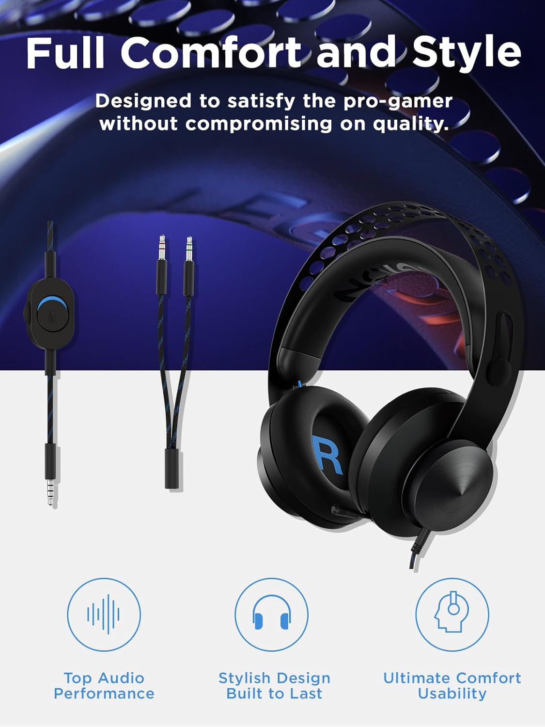Auriculares Gamer Lenovo Legion H300 - Sonido Estéreo de Alta Fidelidad - Diseño Ergonómico con Chasis de Metal - Micrófono Retráctil con Cancelación de Ruido - Almohadillas de Cuero Sintético - Conector 3.5mm para PC, Consolas y Móvil (GXD0T69863) de Lenovo | first_variant_option_1 — Envío inmediato
