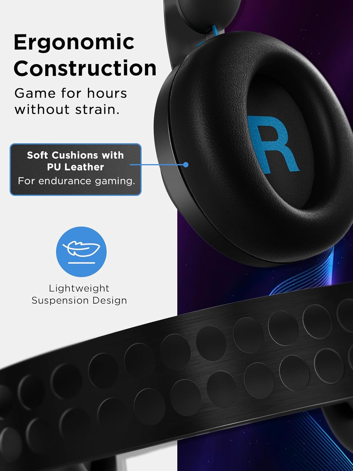 Auriculares Gamer Lenovo Legion H300 - Sonido Estéreo de Alta Fidelidad - Diseño Ergonómico con Chasis de Metal - Micrófono Retráctil con Cancelación de Ruido - Almohadillas de Cuero Sintético - Conector 3.5mm para PC, Consolas y Móvil (GXD0T69863) de Lenovo | first_variant_option_1 — Envío inmediato