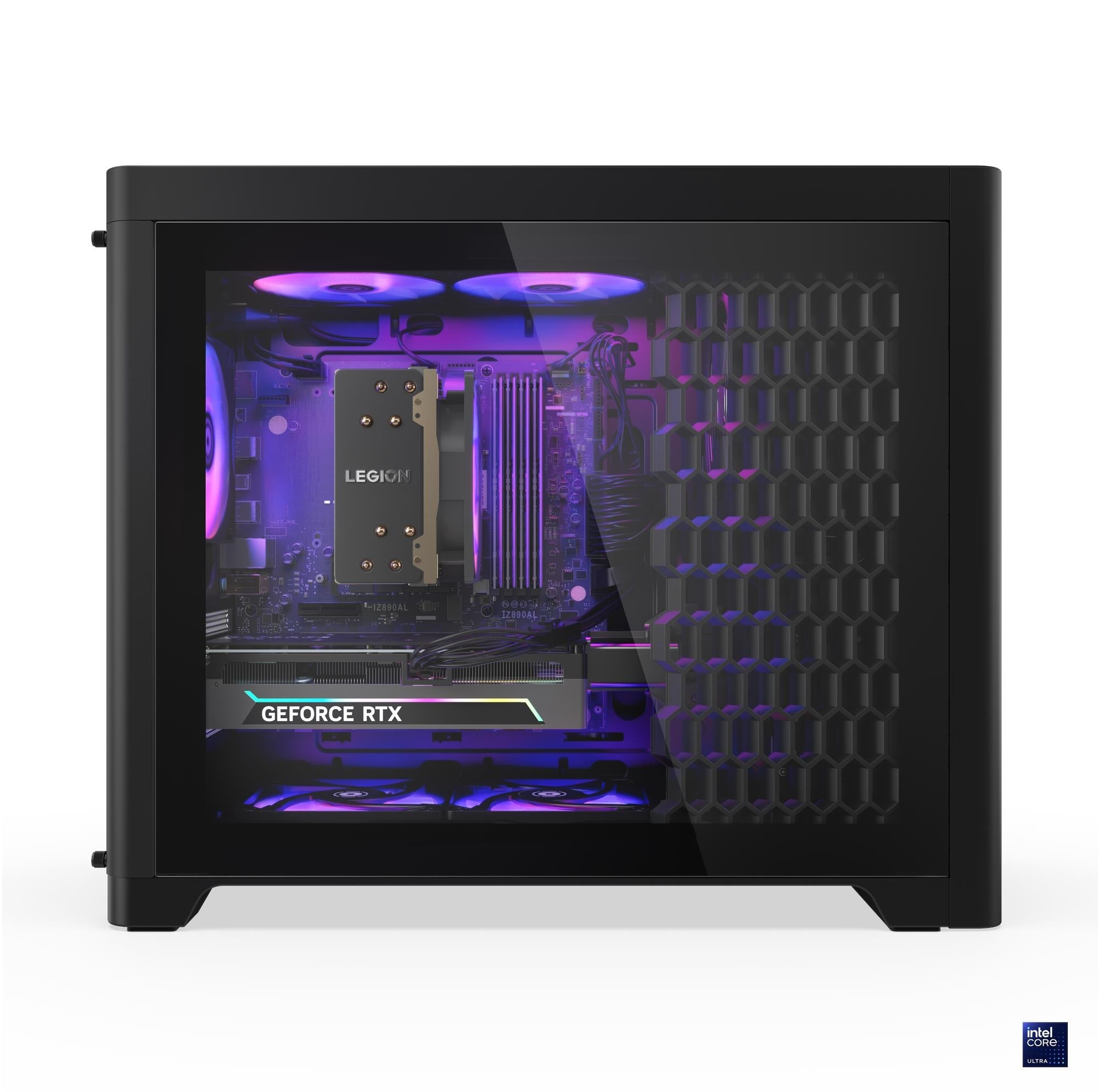 Desktop Gamer Lenovo Legion T5 30IAS10 90YA002TPT vista lateral y trasera del chasis Eclipse Black