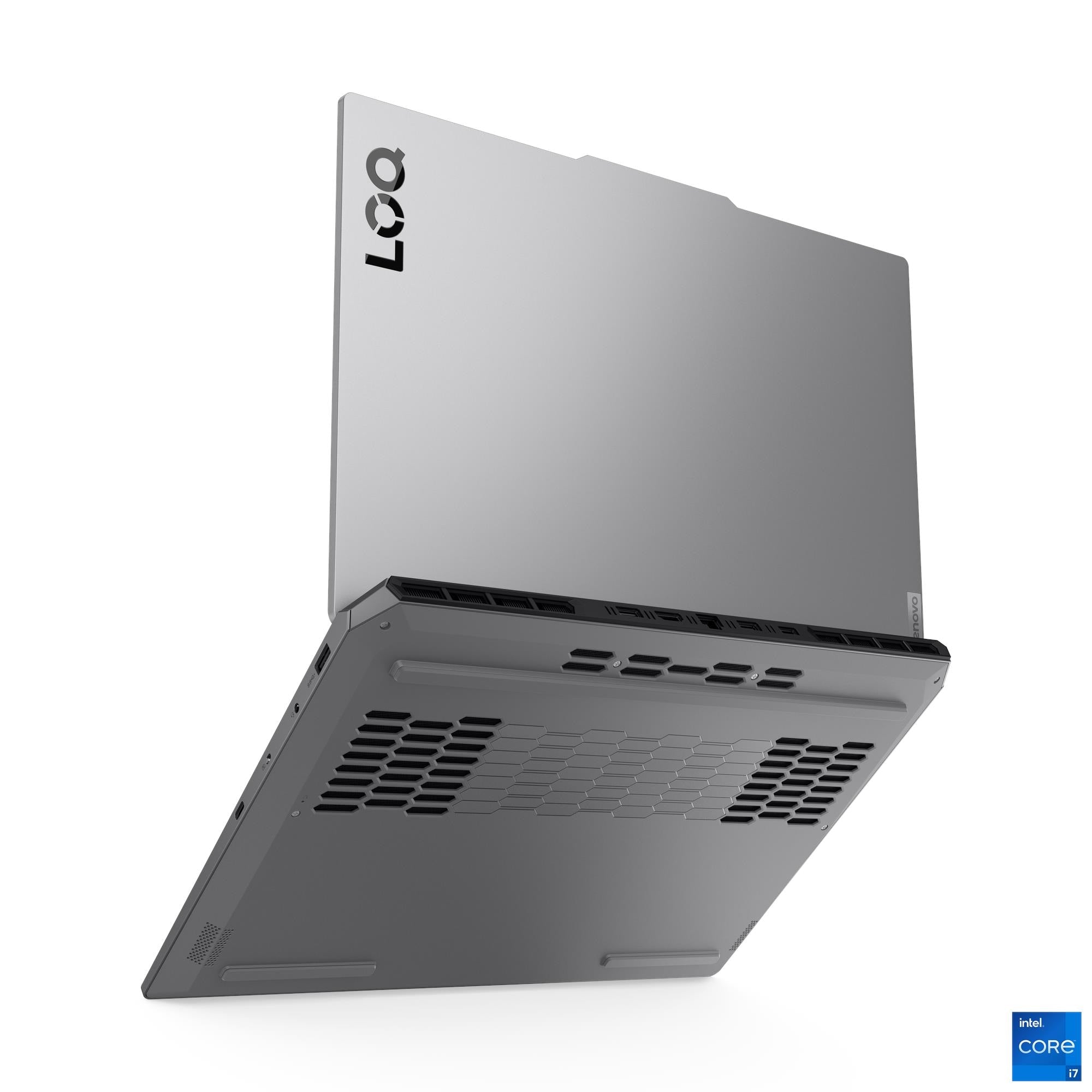 Notebook Gaming Lenovo LOQ 15IRX10 83JE00YVLM detalle lateral de puertos del chasis Luna Grey