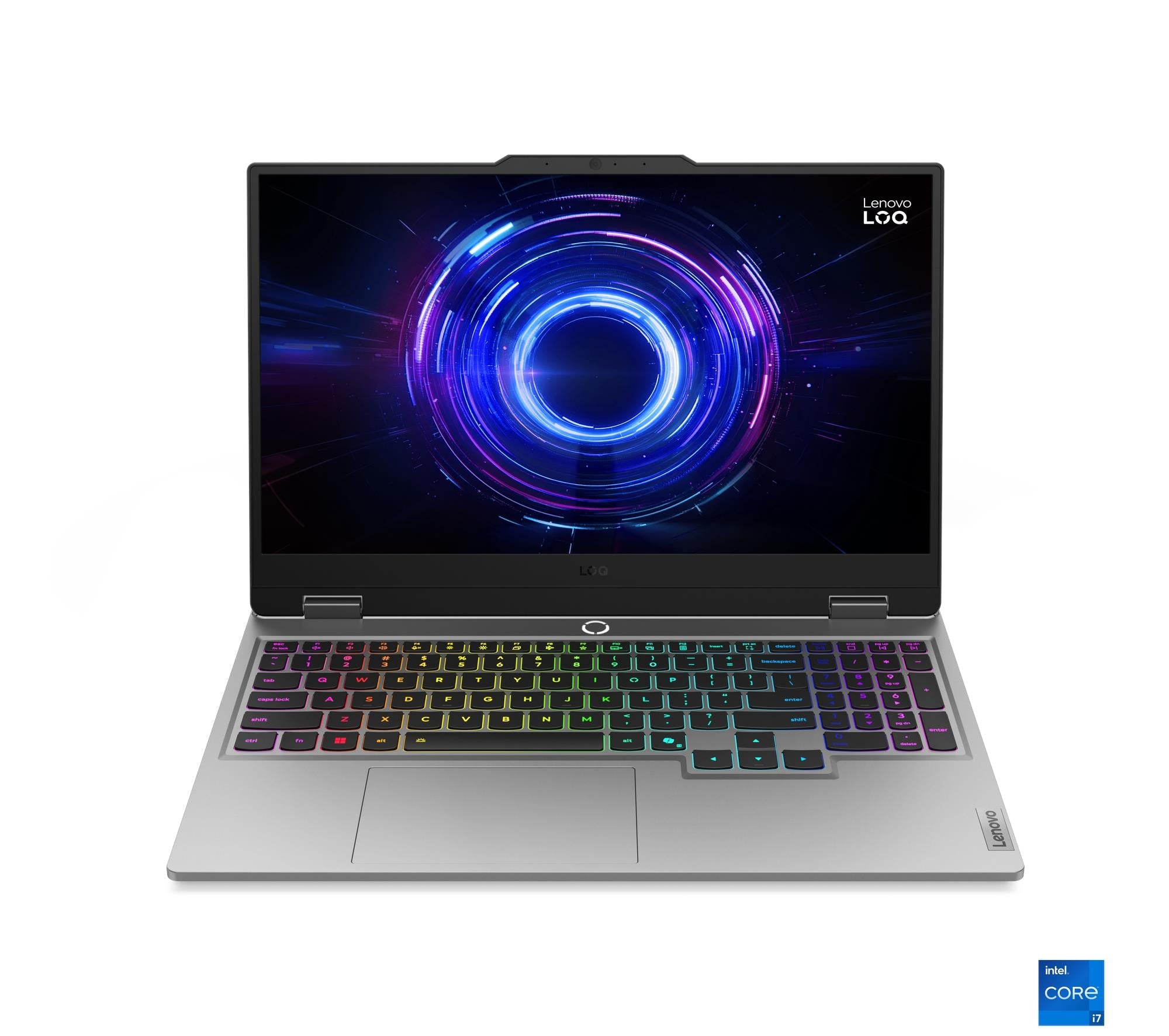 Notebook Gaming Lenovo LOQ 15IRX10 83JE00YVLM Luna Grey vista trasera en tres cuartos