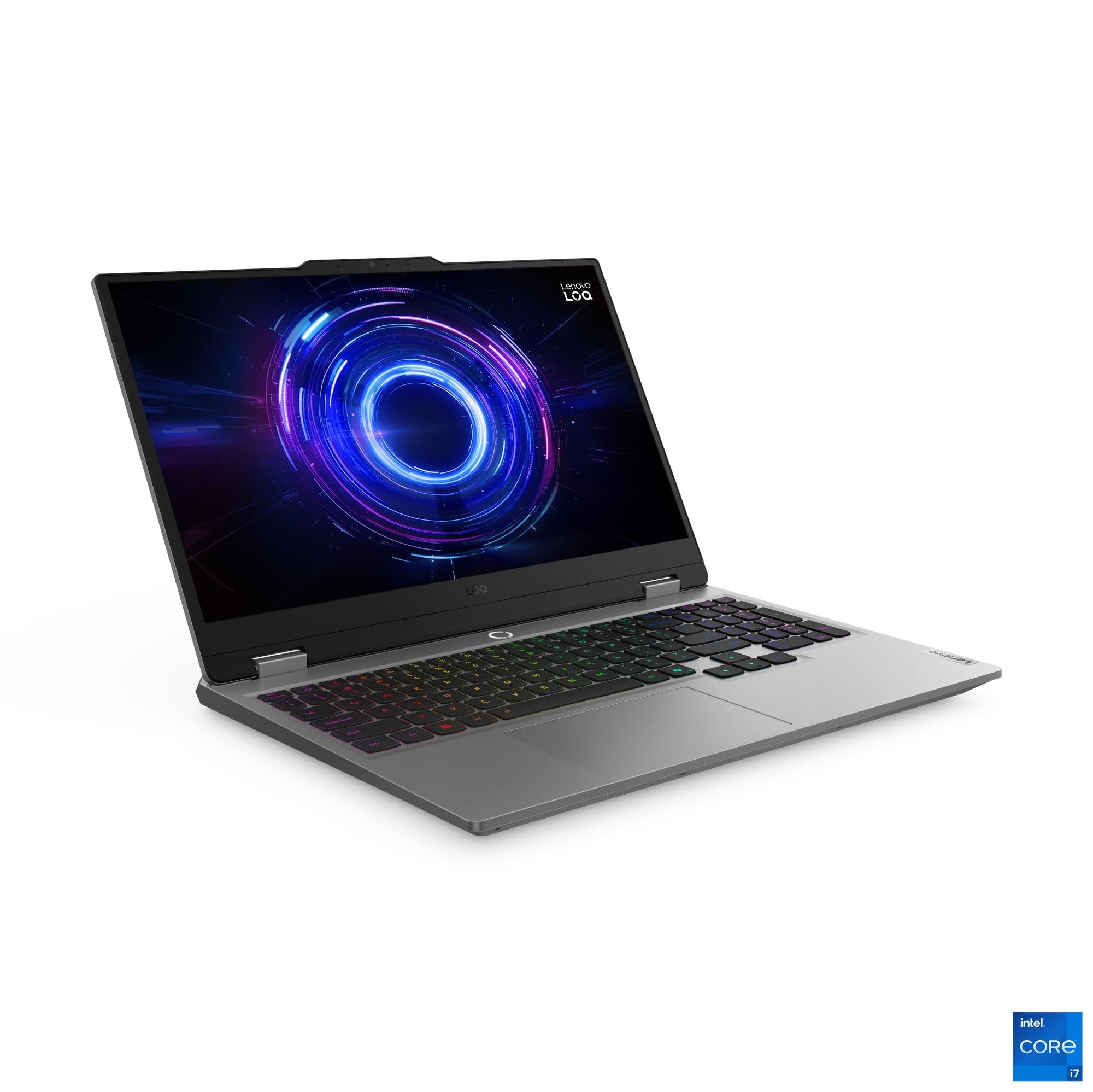 Notebook Gaming Lenovo LOQ 15IRX10 83JE00YVLM Luna Grey vista principal en tres cuartos
