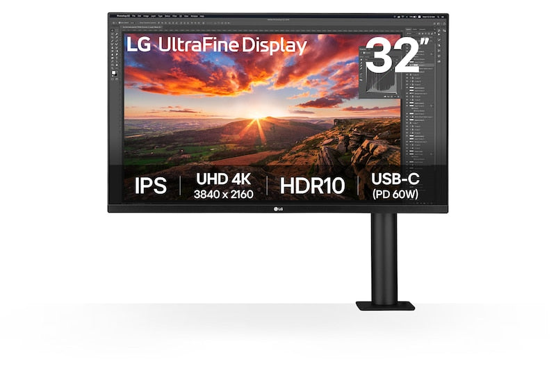 Monitor LG UltraFine Ergo 32UN880K-B vista frontal