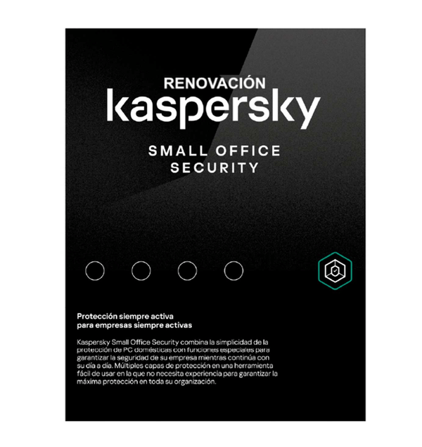 LICENCIA KASPERSKY SMALL OFFICE SECURITY 8 KL4541DDKDR, RENOVACIÓN 3 AÑOS, 15 - 19 NODOS, 2 SERVIDORES, PROTECCIÓN INTEGRAL PARA EMPRESAS KL4541DDKDR - SMART BUSINESS