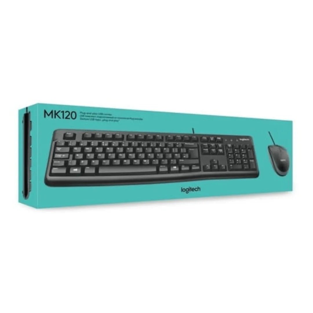 Combo 2 En Uno Logitech Mk120, Teclado Resistente A Salpicaduras De Agua, Mouse 3 Botones Sensor 1000 Dpi., Interfaz Usb (920-004428) - SMART BUSINESS
