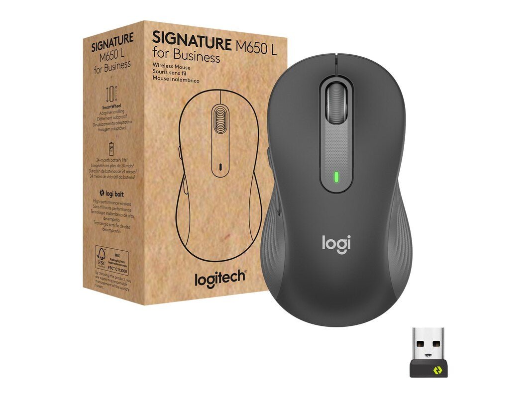 MOUSE LOGITECH ÓPTICO SIGNATURE M650 GRANDE, INALÁMBRICO, USB, GRAFITO de Logitech | first_variant_option_1 — Envío inmediato
