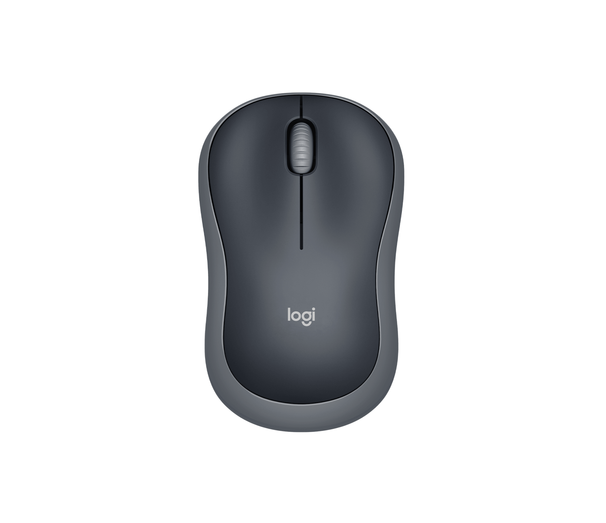 Mouse Logitech M185 gris 910-002225, vista superior de los botones y la rueda