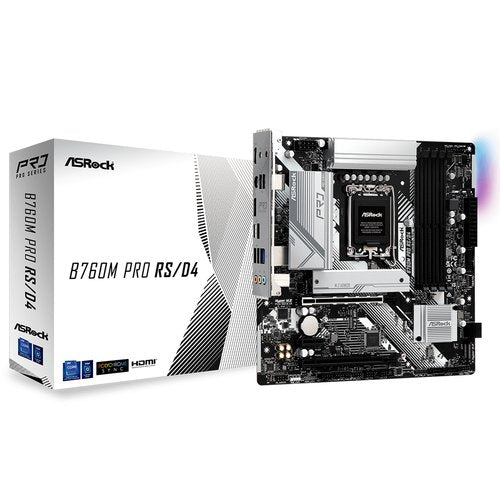 MB ASROCK B760M PRO RS/D4 LGA1700, INTEL B760, 4DDR4, HDMI, MATX, BOX 90-MXBKL0-A0UAYZ - SMART BUSINESS