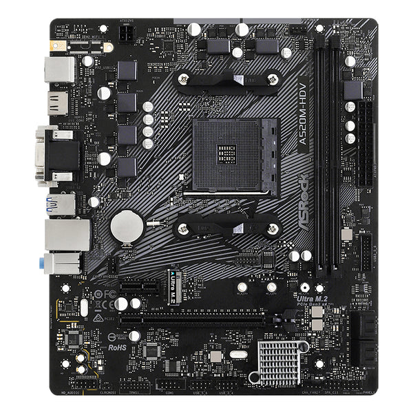 TARJETA MADRE ASROCK MICRO ATX A520M-HDV, SOCKET AM4, CHIPSET AMD A520, HDMI, HASTA 64GB DDR4, NO COMPATIBLE CON RYZEN 5 3400G Y RYZEN 3 3200G