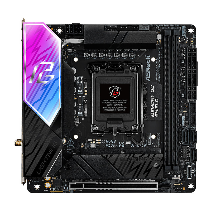 MOTHERBOARD ASROCK B860I LIGHTNING WIFI CHIPSET INTEL B860 LGA 1851 HDMI MINI-ITX COMPACTA Y POTENTE