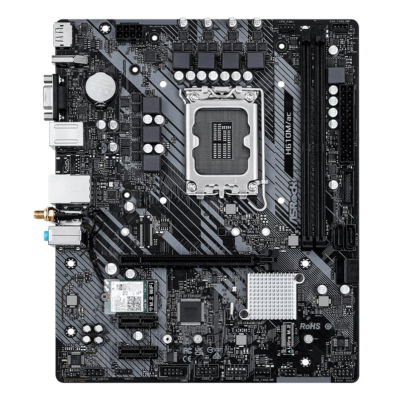 ASROCK H610M/AC – PLACA MADRE MATX INTEL H610 LGA1700 COMPATIBLE CON PROCESADORES INTEL 12ª Y 13ª GENERACIÓN CONECTIVIDAD WI-FI Y EXPANSIÓN VERSÁTIL