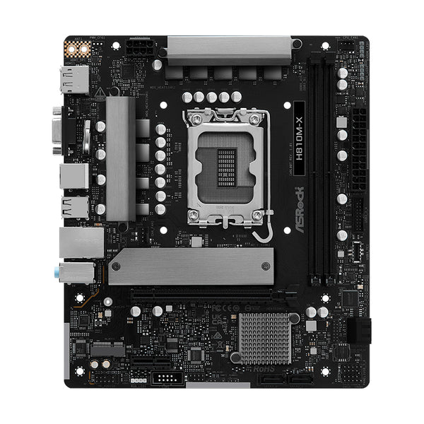 "PLACA BASE ASROCK H810M-X – MICRO ATX, COMPATIBLE CON PROCESADORES INTEL, 2 PUERTOS M.2, IDEAL PARA PCS DE OFICINA Y USO PERSONAL"