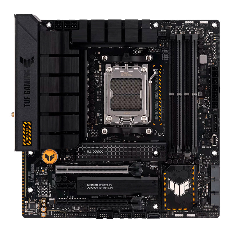 TIPO: PLACA MADRE ASUS B650M-PLUS TUF GAMING WIFI AM5 CON SOPORTE PARA RAM DDR5 HASTA 7600OC MHZ PARA GAMERS EXIGENTES