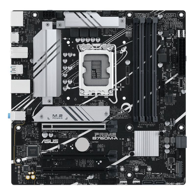 PLACA MADRE ASUS PRIME B760M-A-CSM, SOCKET LGA1700 PARA INTEL 12/13/14VA GEN, DDR5, PCIE 4.0, MATX