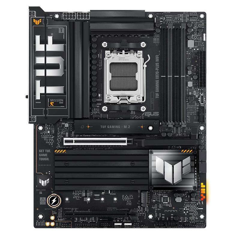 ASUS TUF Gaming X870‑PLUS WiFi – Placa madre ATX AM5 con chipset X870, DDR5 192 GB hasta 8000 MT/s OC, PCIe 5.0, 4×M.2 (2×PCIe 5.0), USB4 40 Gbps, LAN 2.5 GbE, Wi‑Fi 7, BT 5.4, HDMI 4K, audio 7.1