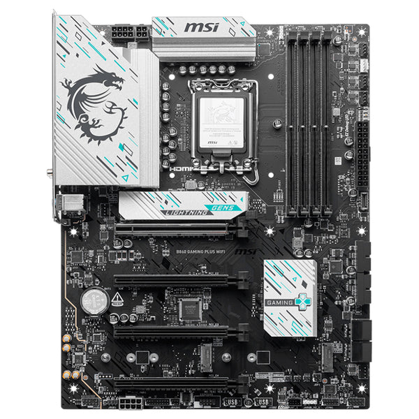 PLACA BASE ATX MSI B860 GAMING PLUS WIFI CON CHIPSET INTEL B860 LGA 1851 HDMI DP IDEAL PARA GAMERS Y CONECTIVIDAD AVANZADA